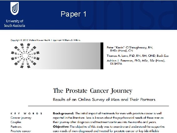 The supportive care needs of men with prostate