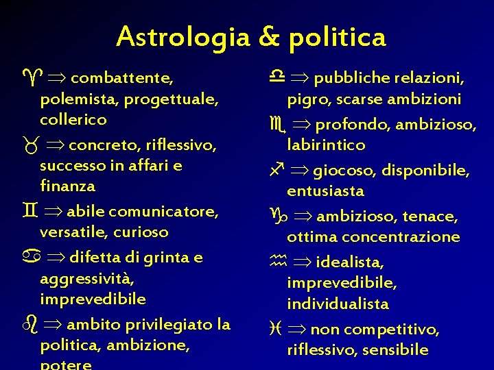 Astrologia & politica combattente, polemista, progettuale, collerico concreto, riflessivo, successo in affari e finanza