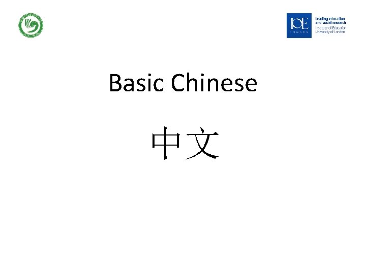 Basic Chinese 中文 