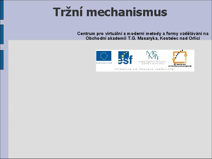 Tržní mechanismus Centrum pro virtuální a moderní metody a formy vzdělávání na Obchodní akademii