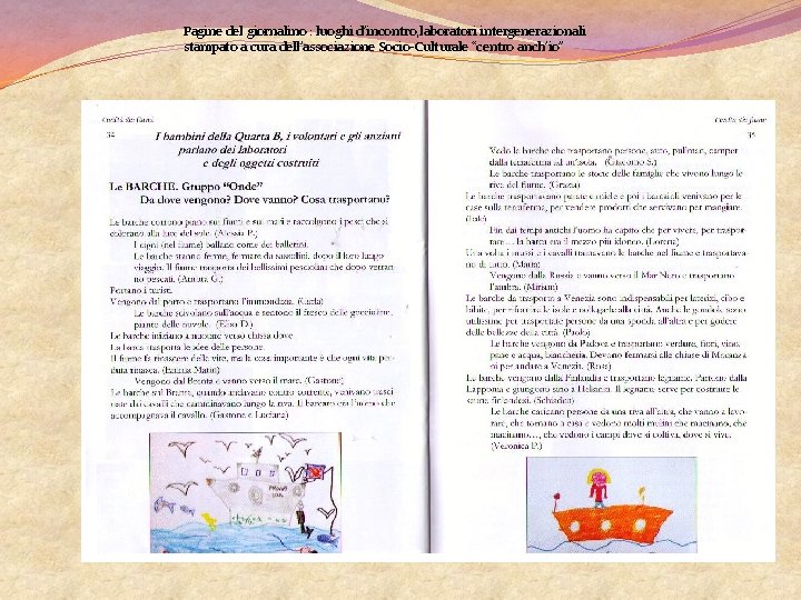 Pagine del giornalino : luoghi d’incontro, laboratori intergenerazionali stampato a cura dell’associazione Socio-Culturale “centro