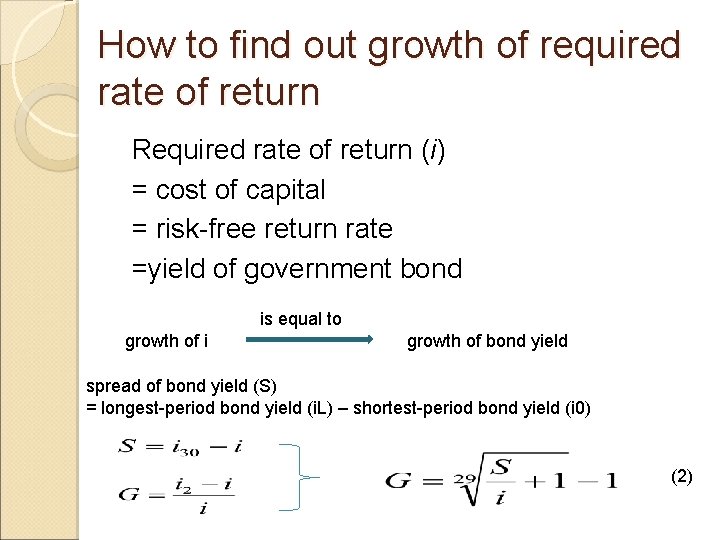 How to find out growth of required rate of return Required rate of return
