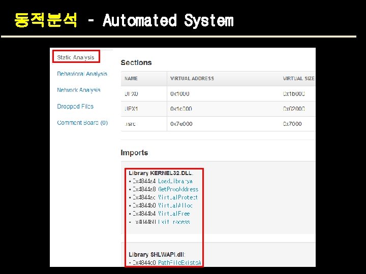 동적분석 – Automated System 