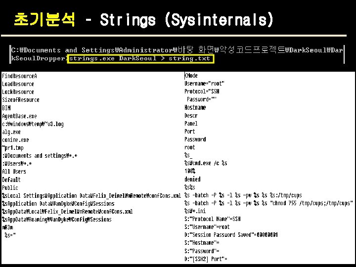 초기분석 – Strings (Sysinternals) 