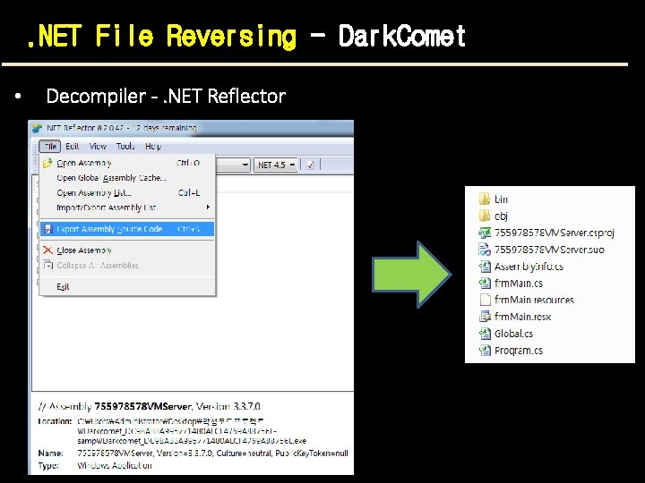 . NET File Reversing - Dark. Comet • Decompiler -. NET Reflector 