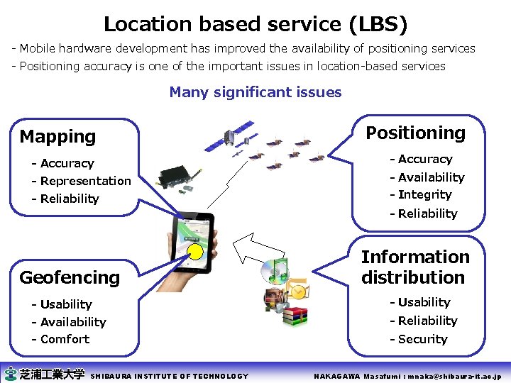 Location based service (LBS) - Mobile hardware development has improved the availability of positioning