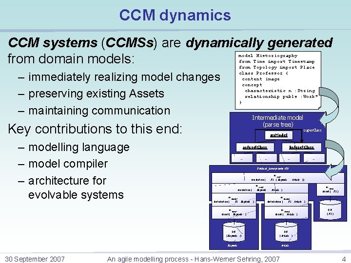CCM dynamics CCM systems (CCMSs) are dynamically generated from domain models: model Historiography from CCM dynamics CCM systems (CCMSs) are dynamically generated from domain models: model Historiography from