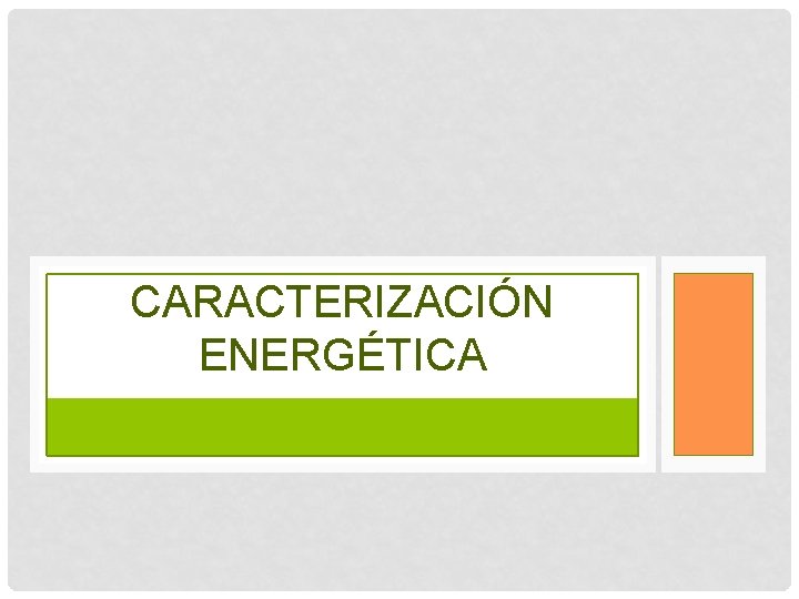 CARACTERIZACIÓN ENERGÉTICA 