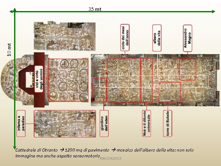 10 mt 35 mt Cattedrale di Otranto 1200 mq di pavimento mosaico dell’albero della