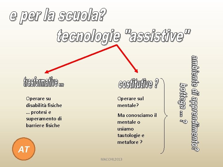 Operare su disabilità fisiche … protesi e superamento di barriere fisiche AT Operare sul