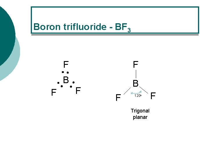 Boron trifluoride - BF 3 F F F B B F F 120 o