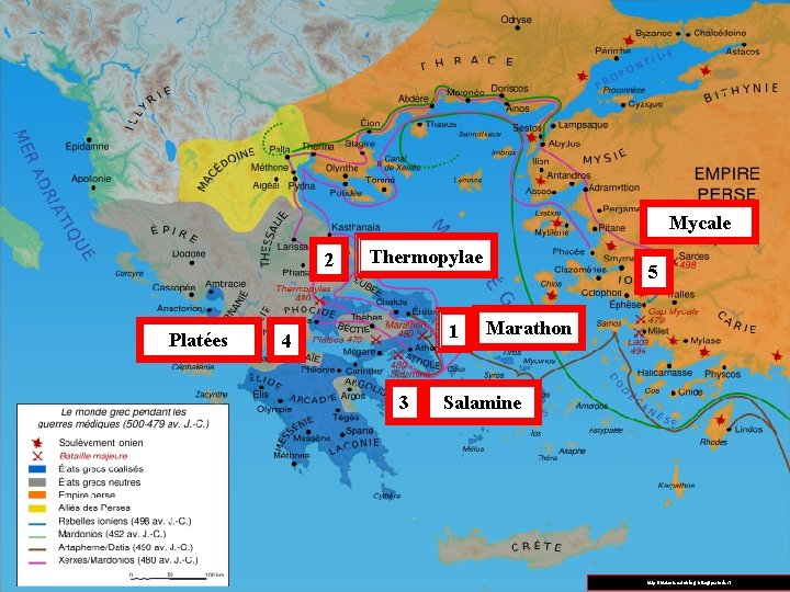 Mycale 2 Platées Thermopylae 1 4 3 5 Marathon Salamine http: //historien. unblog. fr/tag/periodes/