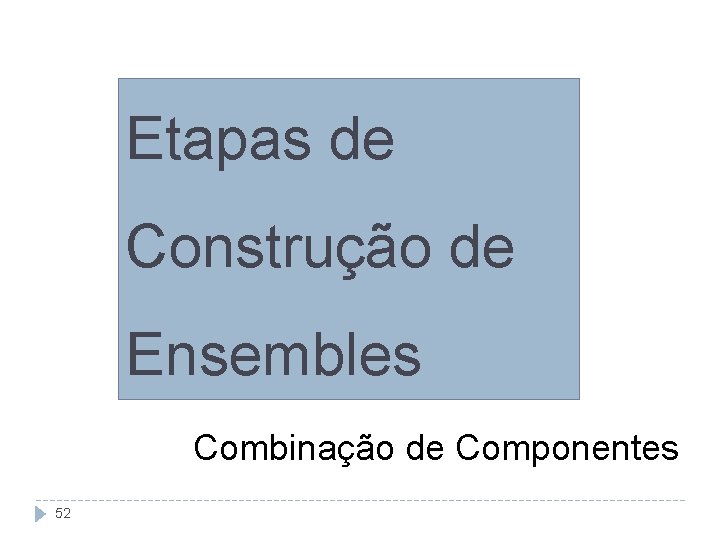 Etapas de Construção de Ensembles Combinação de Componentes 52 