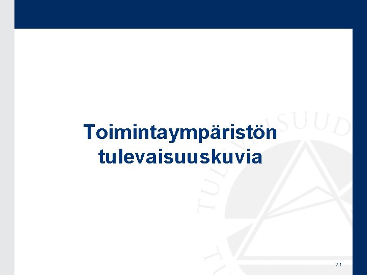 Toimintaympäristön tulevaisuuskuvia 71 