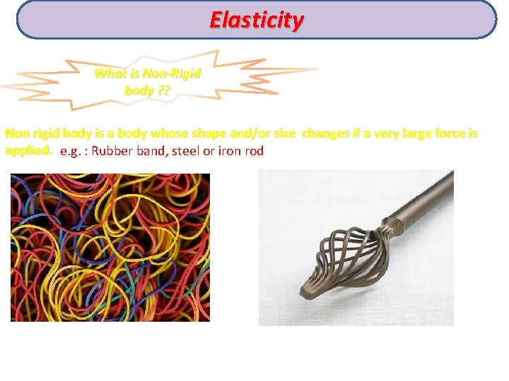 Elasticity What is Non-Rigid body ? ? Non rigid body is a body whose