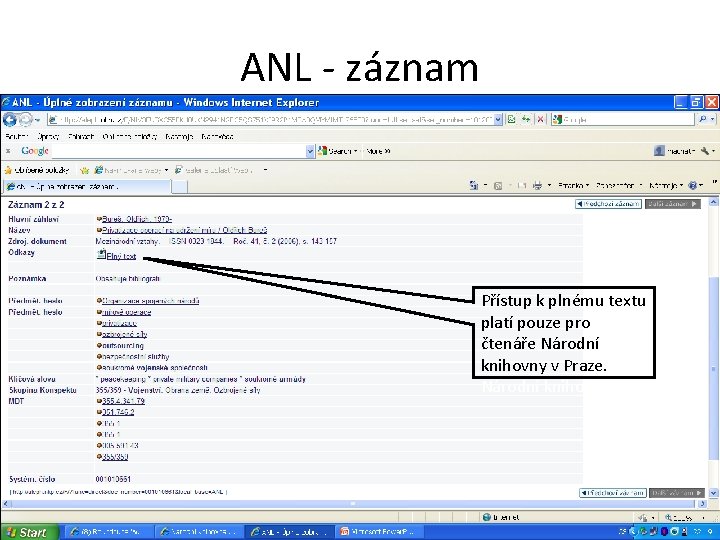 ANL - záznam Přístup k plnému textu platí pouze pro čtenáře Národní knihovny v
