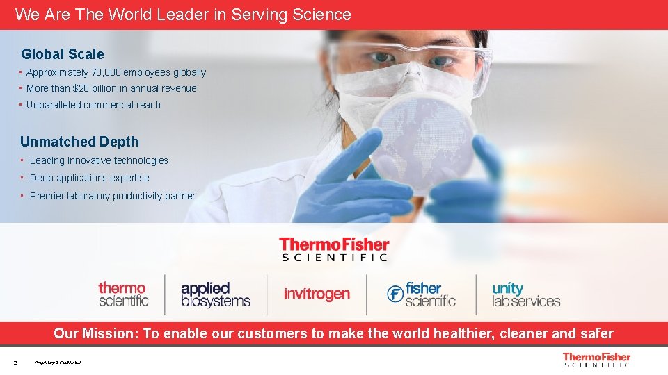 We Are The World Leader in Serving Science Global Scale • Approximately 70, 000