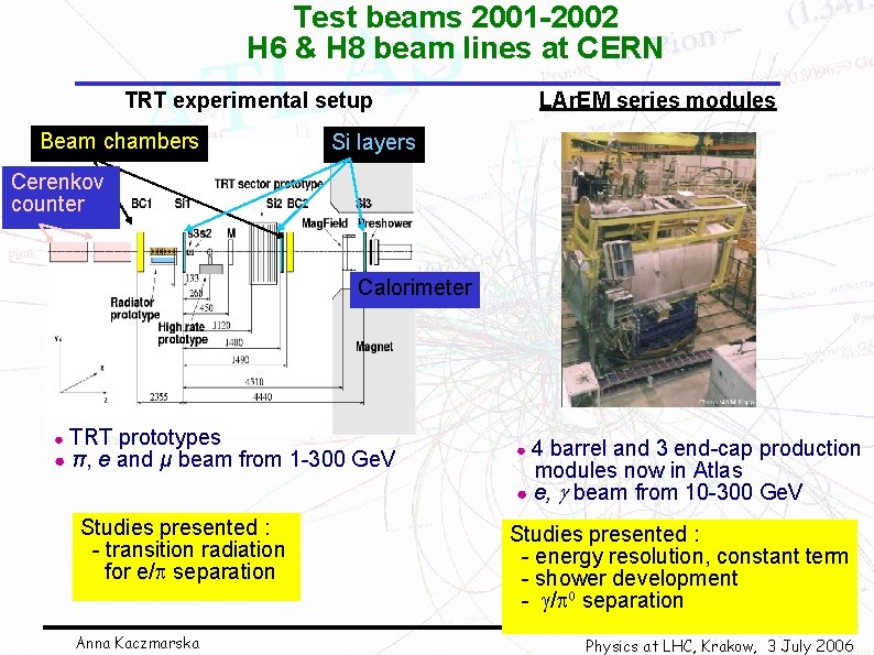 Test beams 2001 -2002 H 6 & H 8 beam lines at CERN TRT