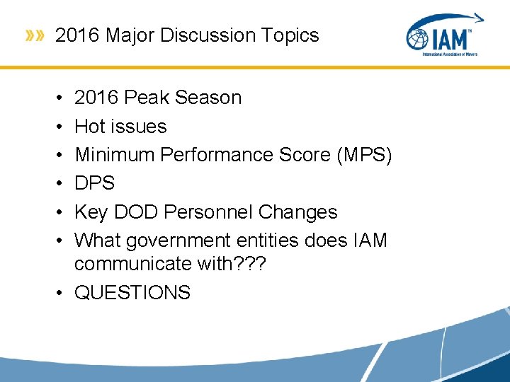 2016 Major Discussion Topics • • • 2016 Peak Season Hot issues Minimum Performance 2016 Major Discussion Topics • • • 2016 Peak Season Hot issues Minimum Performance
