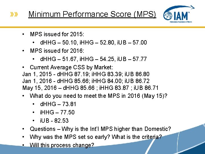 Minimum Performance Score (MPS) • MPS issued for 2015: • d. HHG – 50. Minimum Performance Score (MPS) • MPS issued for 2015: • d. HHG – 50.