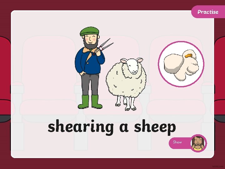 Practise shearing a sheep Show 