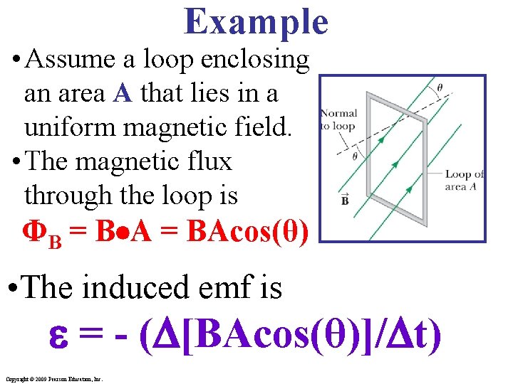 Example • Assume a loop enclosing an area A that lies in a uniform