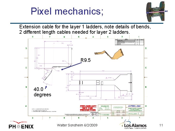 Pixel mechanics; Extension cable for the layer 1 ladders, note details of bends, 2