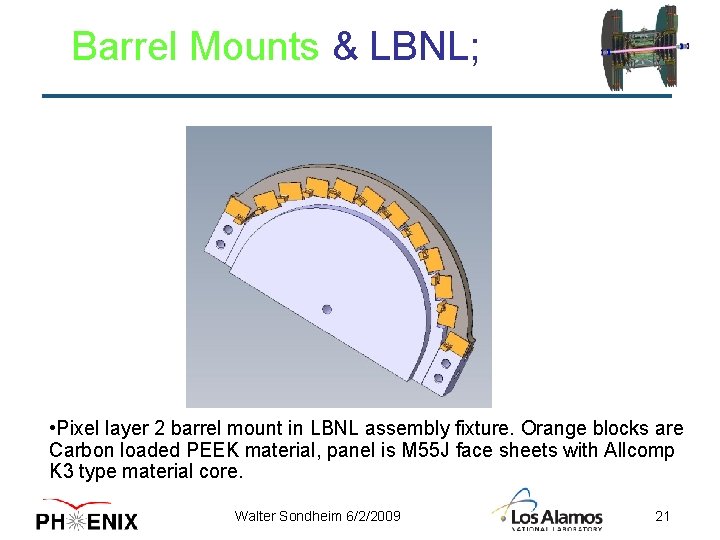 Barrel Mounts & LBNL; • Pixel layer 2 barrel mount in LBNL assembly fixture.