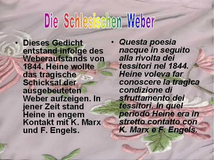  • Questa poesia • Dieses Gedicht nacque in seguito entstand infolge des alla