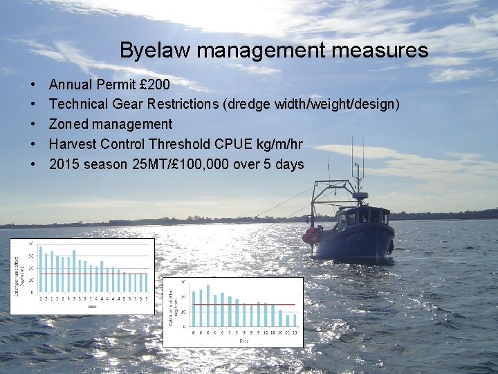 Byelaw management measures • • • Annual Permit £ 200 Technical Gear Restrictions (dredge