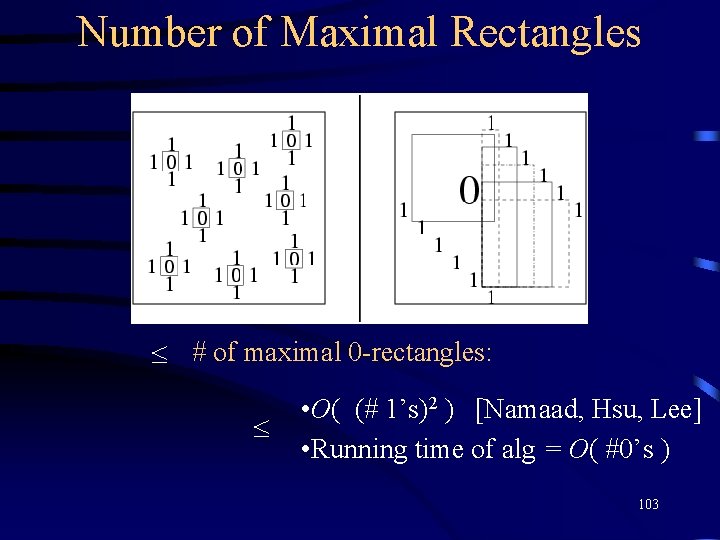 Number of Maximal Rectangles £ # of maximal 0 -rectangles: £ • O( (#