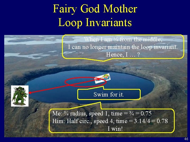 Fairy God Mother Loop Invariants When I am ¼ from the middle, I can