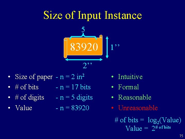 Size of Input Instance 5 83920 1’’ 2’’ • • Size of paper #