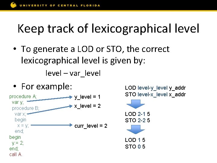 Keep track of lexicographical level • To generate a LOD or STO, the correct