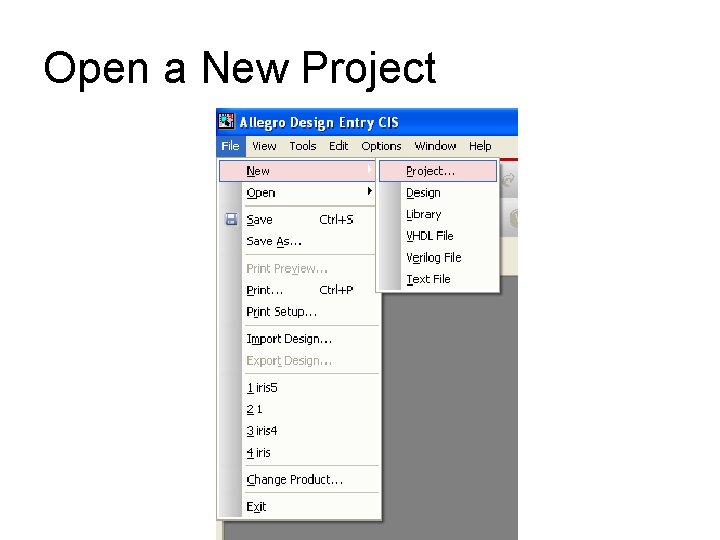 Open a New Project 