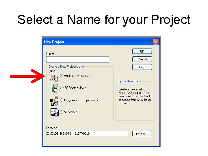 Select a Name for your Project 