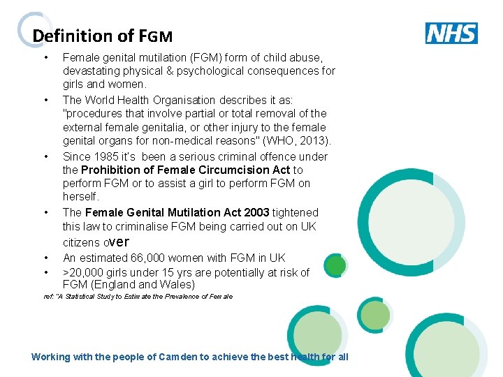 Definition of FGM • • • Female genital mutilation (FGM) form of child abuse,