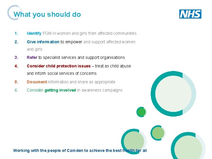 What you should do 1. Identify FGM in women and girls from affected communities