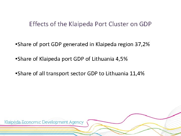 Effects of the Klaipeda Port Cluster on GDP • Share of port GDP generated