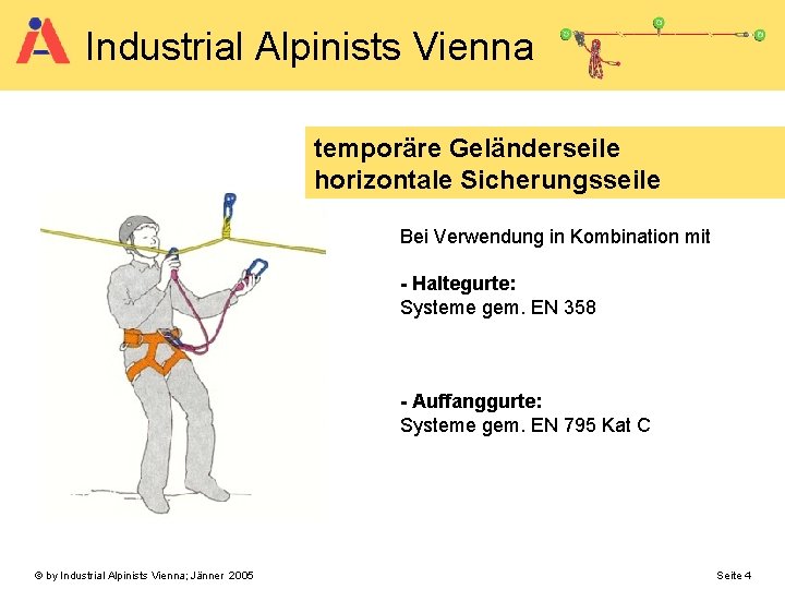 Industrial Alpinists Vienna temporäre Geländerseile horizontale Sicherungsseile Bei Verwendung in Kombination mit - Haltegurte: