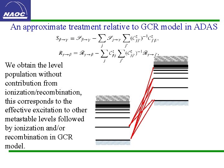 An approximate treatment relative to GCR model in ADAS We obtain the level population