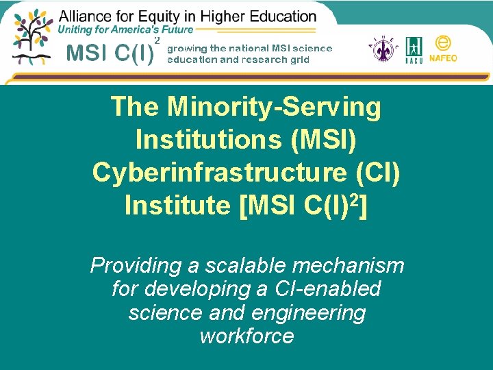 The Minority-Serving Institutions (MSI) Cyberinfrastructure (CI) Institute [MSI C(I)2] Providing a scalable mechanism for