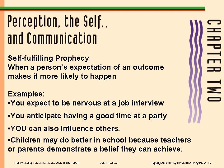 Self-fulfilling Prophecy When a person’s expectation of an outcome makes it more likely to