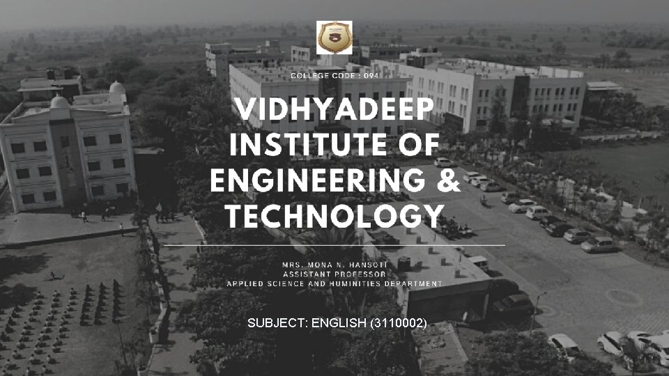 SUBJECT: ENGLISH (3110002) 