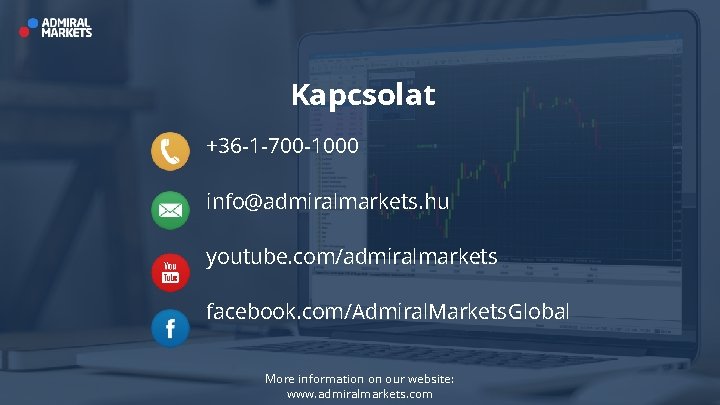 Kapcsolat +36 -1 -700 -1000 info@admiralmarkets. hu youtube. com/admiralmarkets facebook. com/Admiral. Markets. Global More