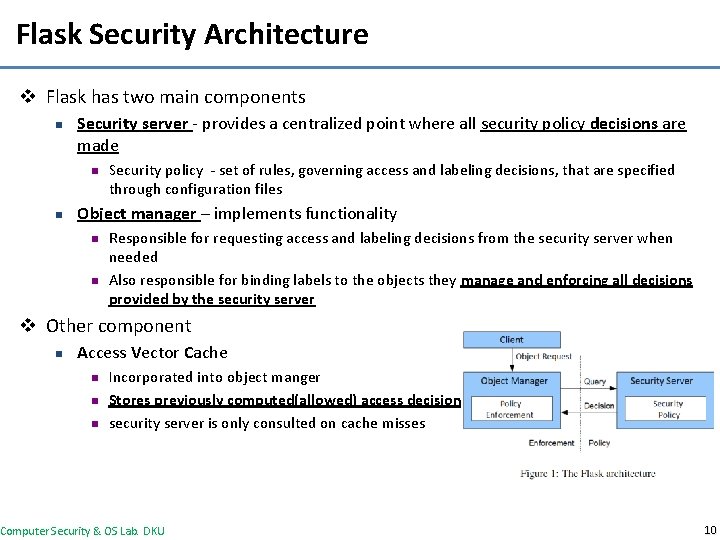 Flask Security Architecture v Flask has two main components n Security server - provides