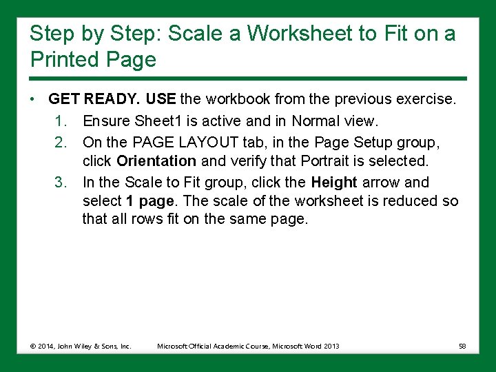 Step by Step: Scale a Worksheet to Fit on a Printed Page • GET
