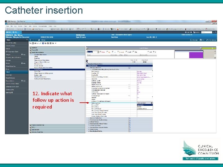 Catheter insertion 12. Indicate what follow up action is required 