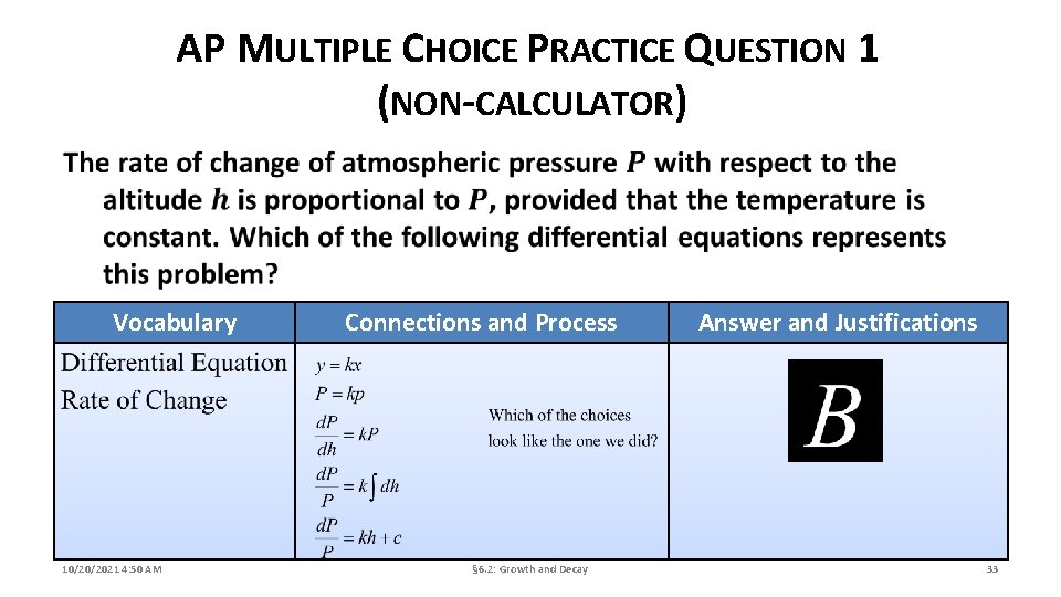 AP MULTIPLE CHOICE PRACTICE QUESTION 1 (NON-CALCULATOR) Vocabulary 10/20/2021 4: 50 AM Connections and