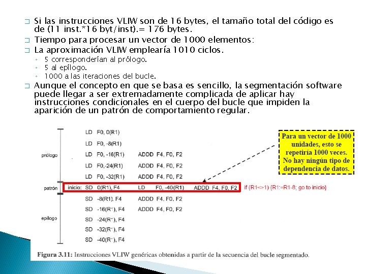 � � � Si las instrucciones VLIW son de 16 bytes, el tamaño total